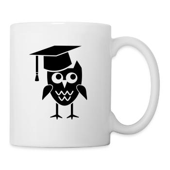 Hibou avec chapeau de doctorat Doctor Doctor dissertation - Mug blanc - blanc - Droite