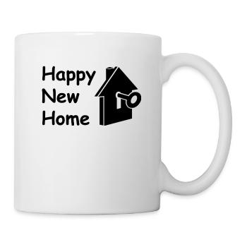 Frohes neues Zuhause, Umzug, Einweihung - Tasse - Weiß - Rechts