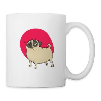 Funny pug embarrassed with red background - Mug - white - Right