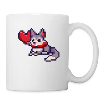 Pixelart Cat with Heart - Tasse - Weiß - Rechts