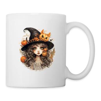 Halloween Hexe - Tasse - Weiß - Rechts
