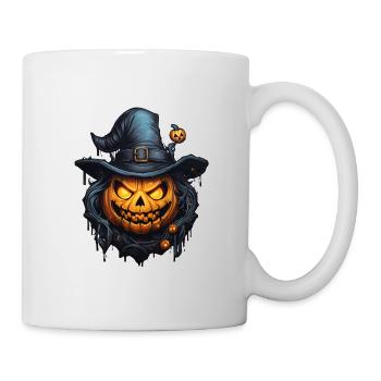 Halloween böser Kürbis mit Hut - Tasse - Weiß - Rechts