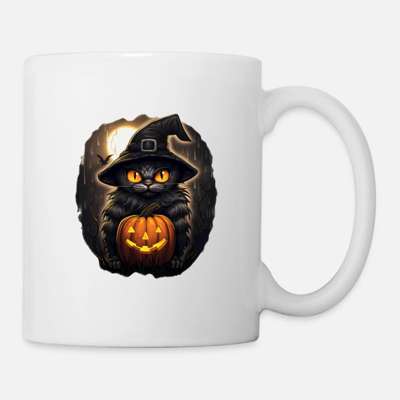 Schwarzer Kater - Tasse - Weiß