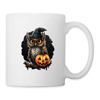Eule mit Kürbis Halloween - Tasse - Weiß - Rechts