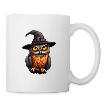 Eule mit Hexenhut Halloween - Tasse - Weiß - Rechts