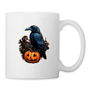 Krähe Rabe Halloween - Tasse - Weiß - Rechts