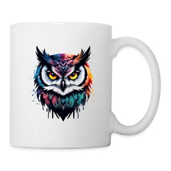 Owl Cool Colorful Feathers Cool Cool Bird - Mug - white - Right