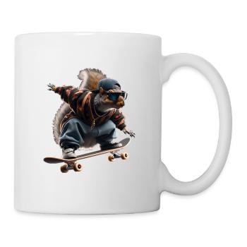 Skater Squirrel in Hip Hop Style 90s - Mug - white - Right