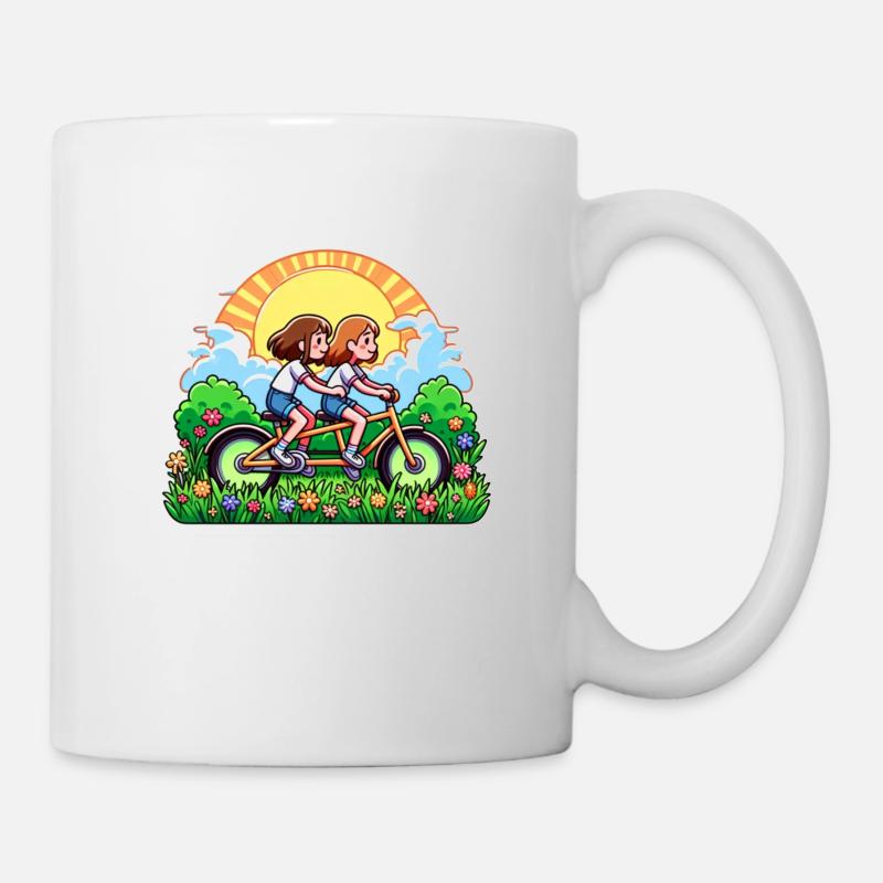 Avec le tandem à travers la nature - Mug blanc - blanc