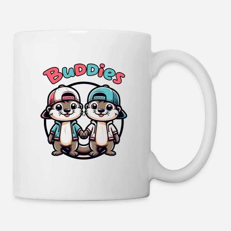Two Cute Otter Buddies Buddies Forever - Mug - white