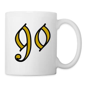90. 90 JAHRE. 90. JAHRESTAG. 90-JÄHRIGES JUBILÄUM. - Tasse - Weiß - Rechts