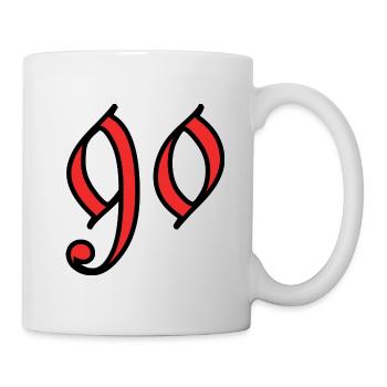 90. 90 JAHRE. 90. JAHRESTAG. 90-JÄHRIGES JUBILÄUM. - Tasse - Weiß - Rechts