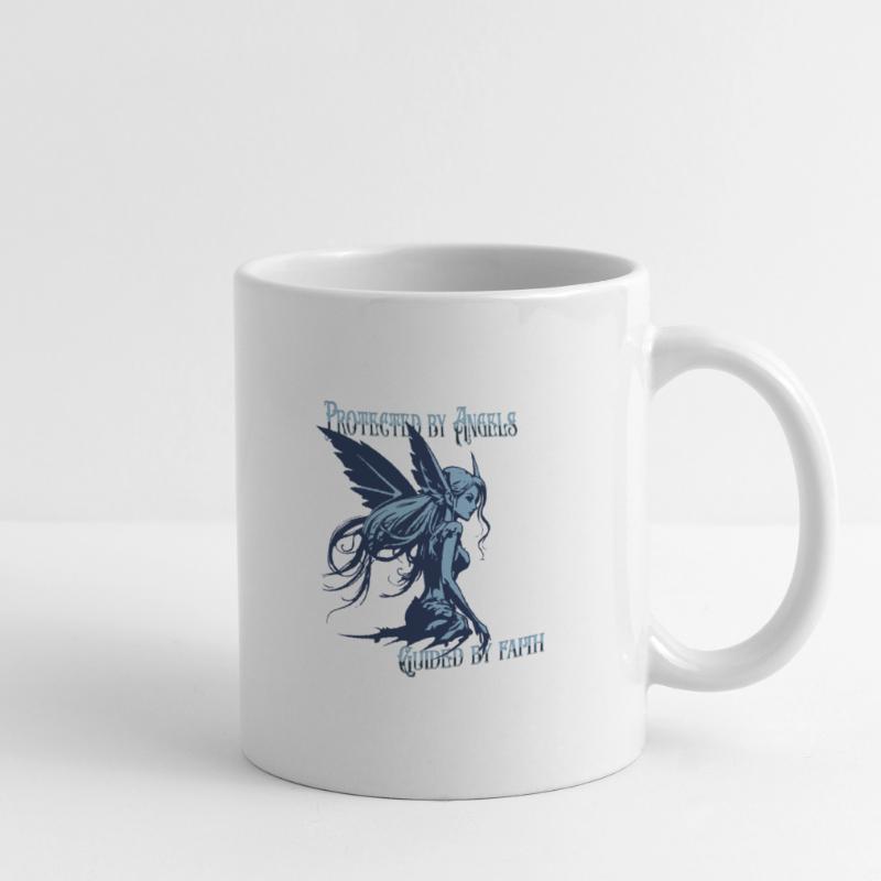 Engel beschützen mich – Glaubensspruch Design Tasse