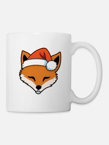 Fox with Santa Hat Graphic - Mug - white