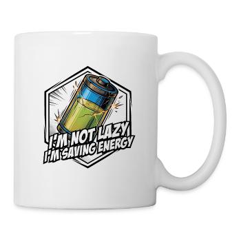 Pas paresseux, je fais économiser de l’énergie sur la batterie - Mug blanc - blanc - Droite
