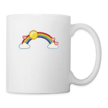 Rainbow Sun Heart Clouds Happiness Grunge Graffiti - Mug - white - Right