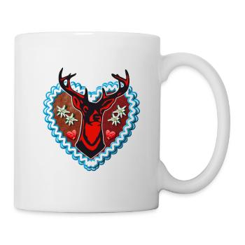 32 Lebkuchenherz Wiesn Hirsch Edelweiss Herzen - Tasse - Weiß - Rechts