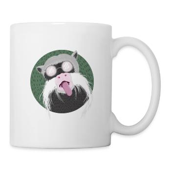 Funny monkey with beard and glasses - Mug - white - Right