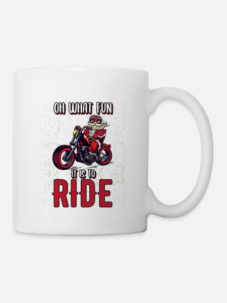 Weinachten Motorradfahrer Santa Claus Biker - Tasse - Weiß