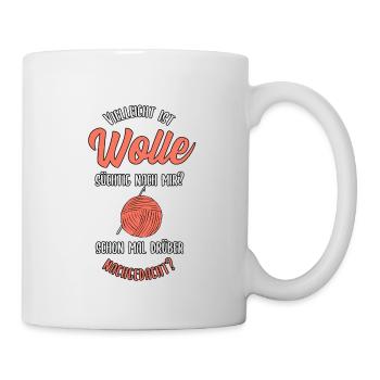 Stricken Häkeln Wolle Süchtig Lustige Spruch - Tasse - Weiß - Rechts