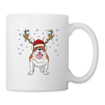 English bulldog with santa hat and antlers - Mug - white - Right
