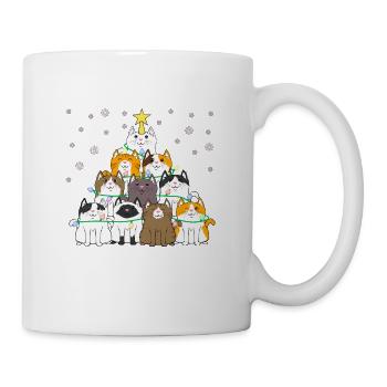 Weihnachtsbaum Katze Kätzchen Tannenbaum - Tasse - Weiß - Rechts