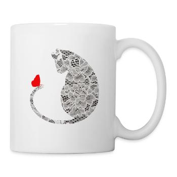 chat avec papillon blanc pointu - Mug blanc - blanc - Droite