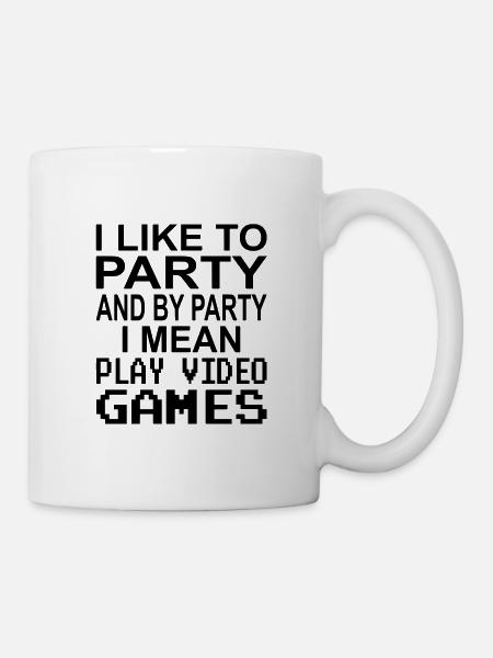 J’aime faire la fête et par fête je joue à des jeux vidéo - Mug blanc - blanc