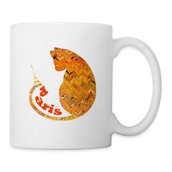 katze mit eiffelturm e 266 - Tasse - Weiß - Rechts