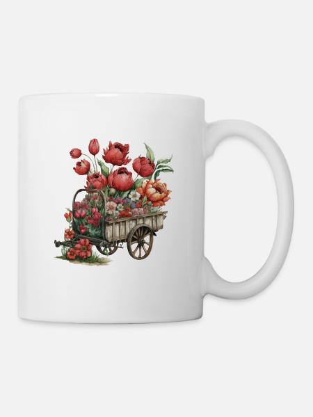 Blumenwagen - Tasse - Weiß