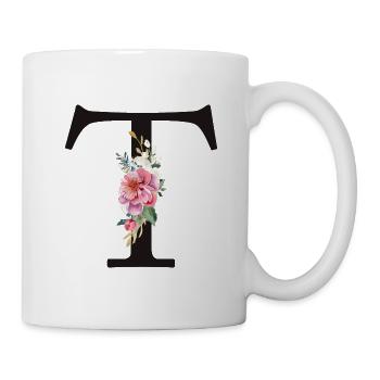 Monogramme T Floral Blanc Personnalisable - Mug blanc - blanc - Droite