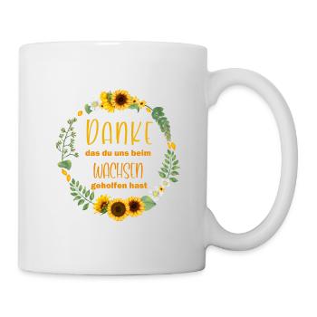 Danke das du uns beim Wachsen geholfen hast! - Tasse - Weiß - Rechts