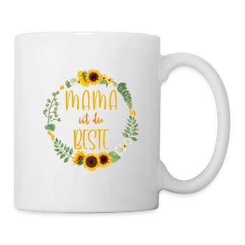 MAMA ist die BESTE! Sonnenblumen, personalisierbar - Tasse - Weiß - Rechts
