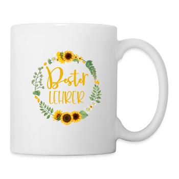 Beste Lehrer - personalisierbar Sonnenblumen - Tasse - Weiß - Rechts