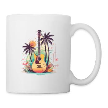 Retro Vintage Guitar with Palm Sunset - Mug - white - Right