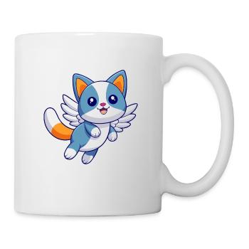 Chat japonais volant kawaii cartoon - Mug blanc - blanc - Droite