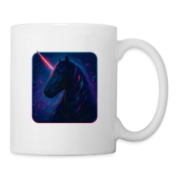 Friesian horse as neon unicorn design - Mug - white - Right
