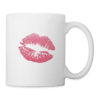 Kiss Kiss / Kuss / Kussmund / Lippen / Geschenk - Tasse - Weiß - Rechts