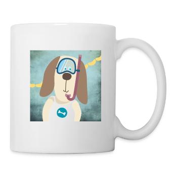 Poster Basset Kinderzimmer Hund Taucher Deko Kind - Tasse - Weiß - Rechts
