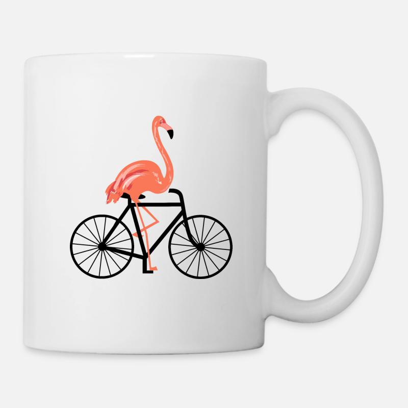 Flamingo avec vélo - Mug blanc - blanc