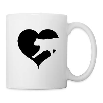 Chat avec silhouette de coeur - Mug blanc - blanc - Droite