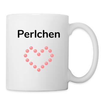 Perlchen (herzförmige Anordnung von Perlen) - Tasse - Weiß - Rechts