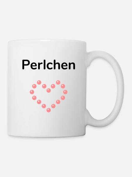 Perlchen (herzförmige Anordnung von Perlen) - Tasse - Weiß