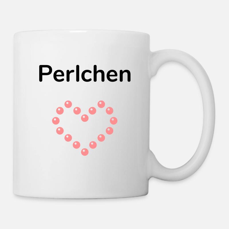 Perlchen (herzförmige Anordnung von Perlen) - Tasse - Weiß