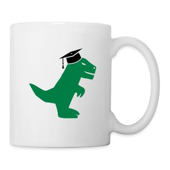 T-Rex dinosaur with mortarboard graduation, exam - Mug - white - Right