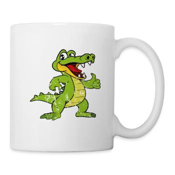 Retro Vintage Grunge Style Krokodil Alligator - Tasse - Weiß - Rechts