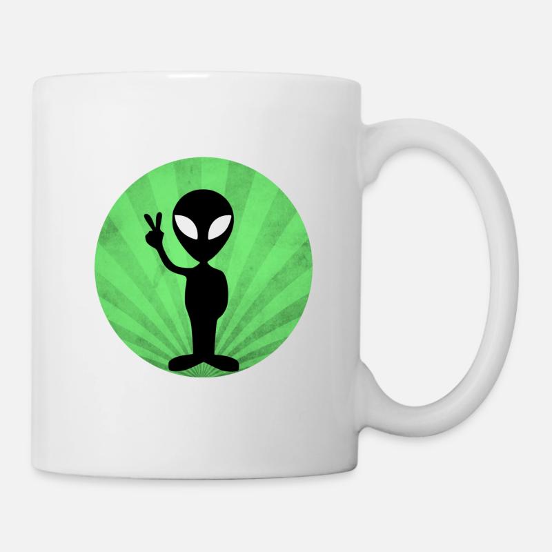 Alien Frieden Peace Außerirdische - Tasse - Weiß