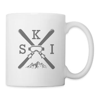 Ski cross skieur sports d'hiver montagnes après ski - Mug blanc - blanc - Droite