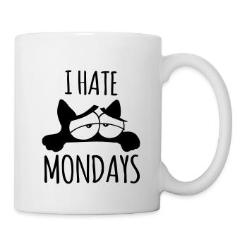 funny sayings work cat monday I hate mondays - Mug - white - Right