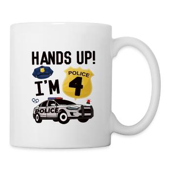 Police 4th birthday gift 4 years policeman - Mug - white - Right